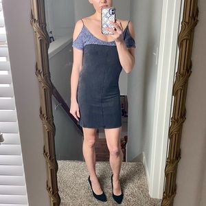 Acid wash Jersey Knit Free People Dress w/ Lace Drop Off Shoulder sz S